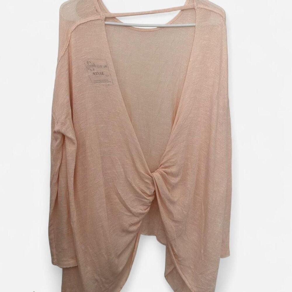 Free People cream pink Knit Twist Back Top – Boho Cozy Girl XS - Picture 4 of 6